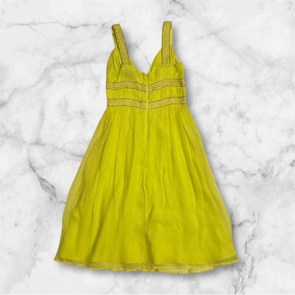 French Connection Light Yellow Dress With Chiffon Overlay Size 0 - NEW - Picture 3 of 10